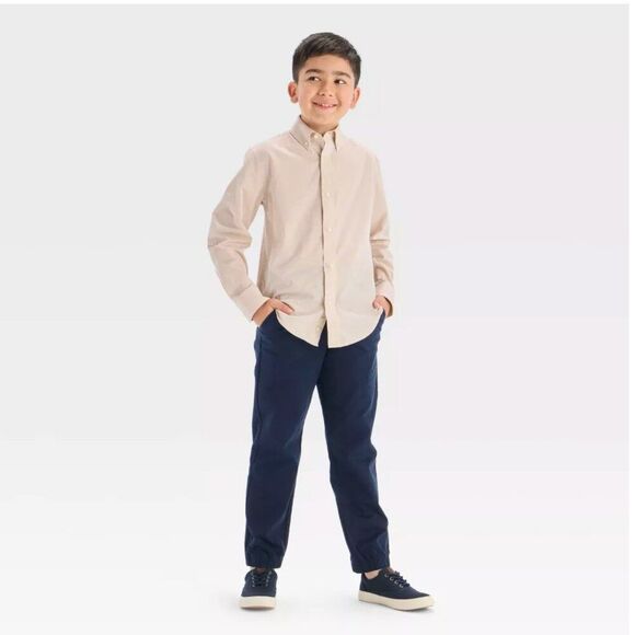 Cat & Jack™ Beige Boys' Long Sleeve Button-Down Dress Shirt - size small NWT - Picture 5 of 7